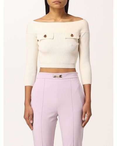 Elisabetta Franchi Cropped Top With Buttons - White