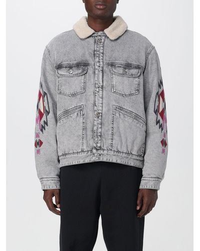 Isabel Marant Denim Jacket With Embroidery - Gray