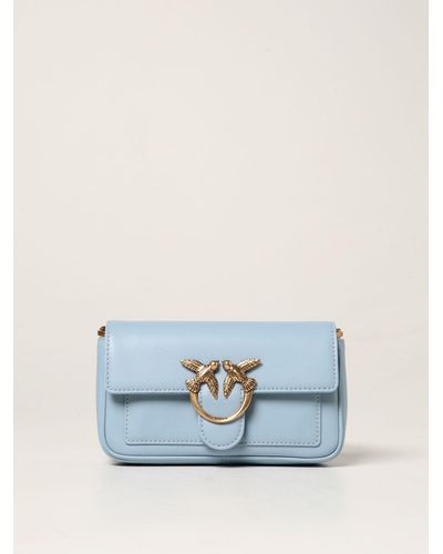 Pinko Love Classic Icon Simply Bag In Smooth Leather - Blue