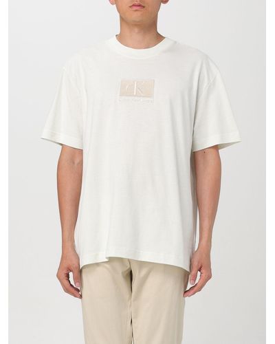 Ck Jeans T-shirt in cotone con logo ricamato - Bianco