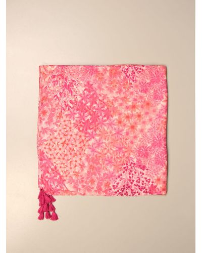 Twin Set Twin-set Scarf In Patterned Silk Blend - Pink