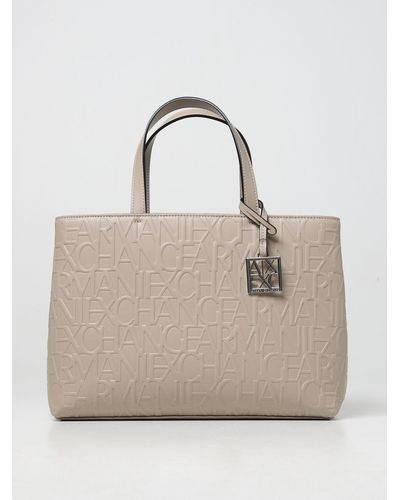 Armani Exchange Tote Bag In Synthetic Leather - Natural