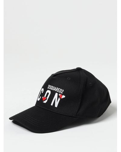 DSquared² Icon Hat In Cotton With Print - Black