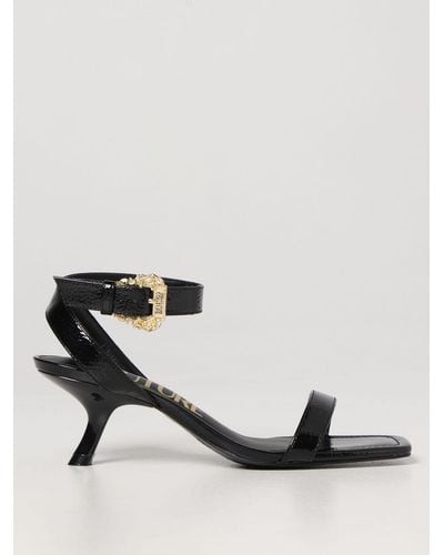 Versace Sandals In Tumbled Patent Leather - Black