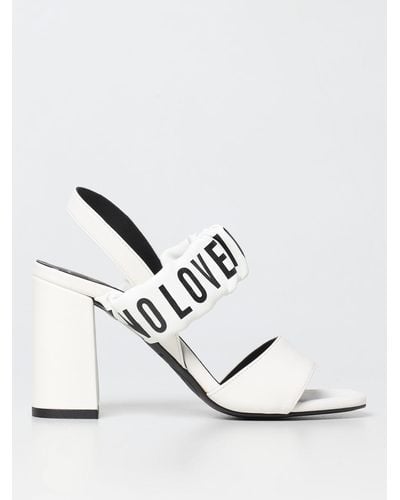 Love Moschino Leather Sandal With Logo - White