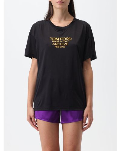 Tom Ford Silk T-shirt With Logo Print - Black