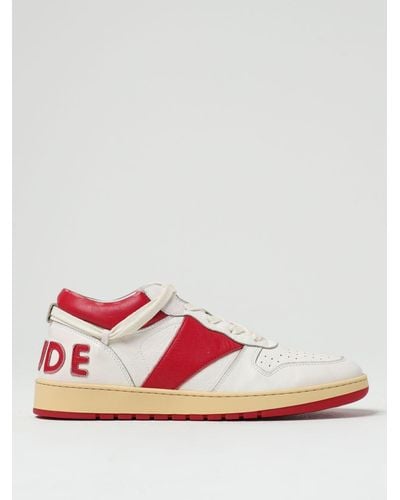 Rhude Rhecess Colour-block Distressed Leather Trainers - Pink
