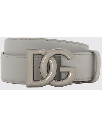 Dolce & Gabbana Cintura in pelle con fibbia monogram - Bianco