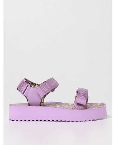 Versace Sandals With Logo - Purple