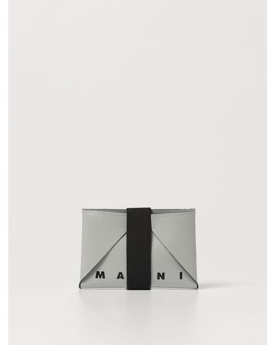 Marni Credit Card Holder In Coated Fabric With Logo - White
