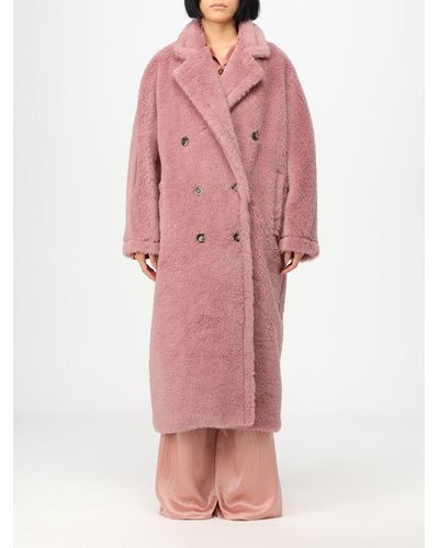 Max Mara Coat In Alpaca Fur - Pink