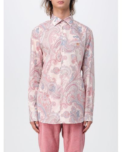 Etro Camicia in cotone con stampa Paisley - Rosa