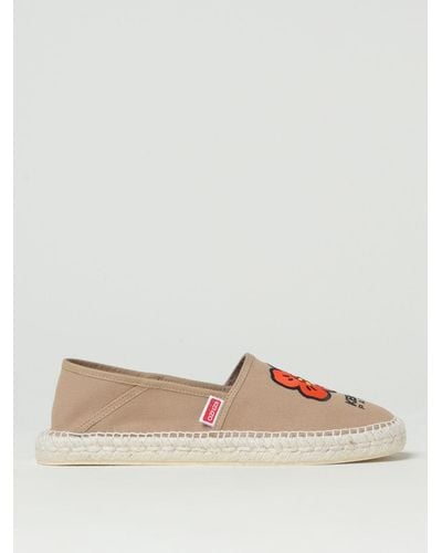 KENZO Flower Espadrilles In Canvas With Embroidered Logo - Natural
