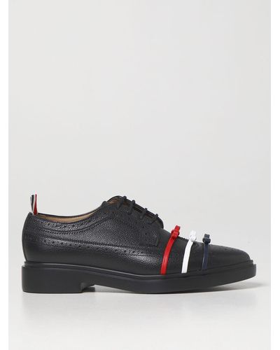 Thom Browne Lace-up Shoes In Textured Leather - Multicolour