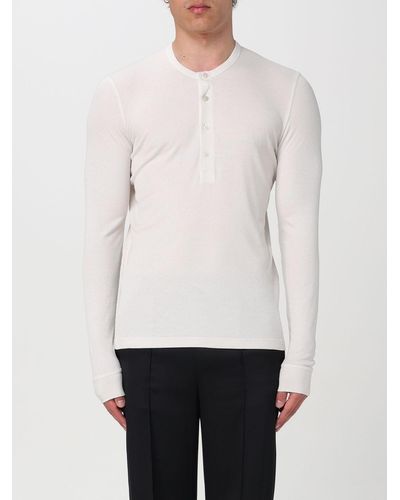 Tom Ford T-shirt in misto cotone a costine - Bianco