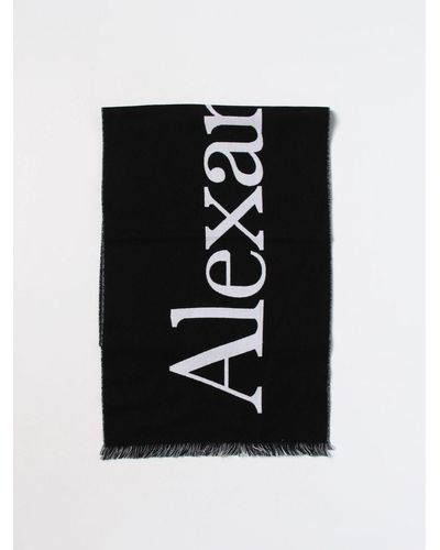 Alexander McQueen Sciarpa in lana con logo jacquard - Nero