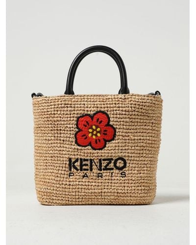 KENZO Borsa Boke Flower in rafia con logo - Neutro