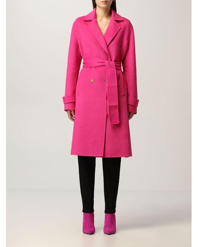 Liu Jo Double-breasted Coat In Wool Blend - Pink