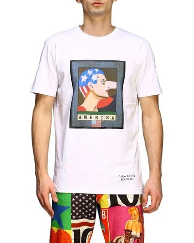 Iceberg T-shirt x Peter Blake con stampa Amerika - Bianco