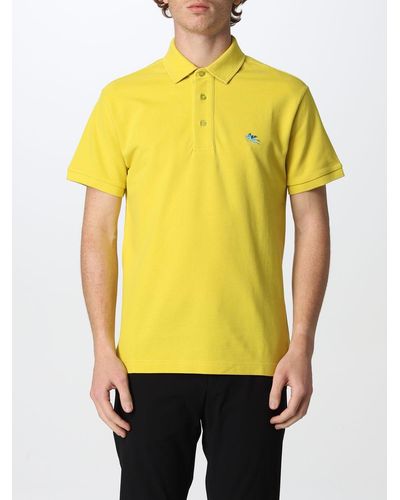 Etro Cotton Polo T-shirt With Pegasus - Yellow
