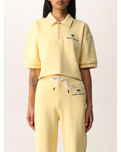 Chiara Ferragni Cotton Polo Shirt With Logo - Yellow