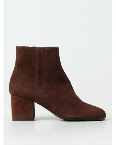 Via Roma 15 Suede Ankle Boots With Zip - Brown