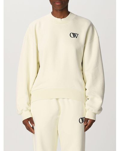 Off-White c/o Virgil Abloh Cotton Sweatshirt With Embroidered Logo - Natural