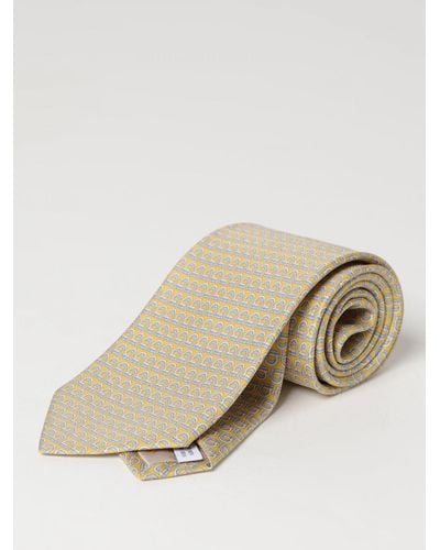 Ferragamo Cravatta in seta con stampa Gancini intrecciati - Neutro