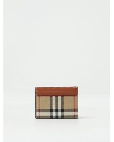 Burberry Sandon Vintage Check Credit Card Holder In Coated Cotton And Leather - White
