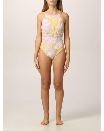 Emilio Pucci One-piece Swimsuit With Waves Print - Multicolour