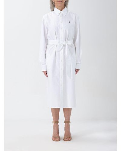 Polo Ralph Lauren Cory Self-tie Cotton Midi Shirt Dress - White
