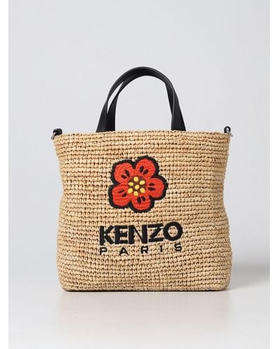 KENZO Borsa Boke Flower in rafia - Neutro
