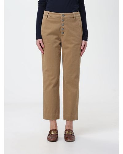 Dondup Trousers In Stretch Cotton - Natural