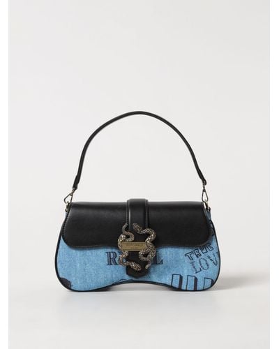 Just Cavalli Borsa in pelle sintetica e tessuto stampato - Blu