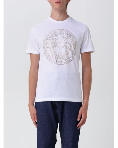 Versace White T -Shirt mit goldenen Medusa - Blanc