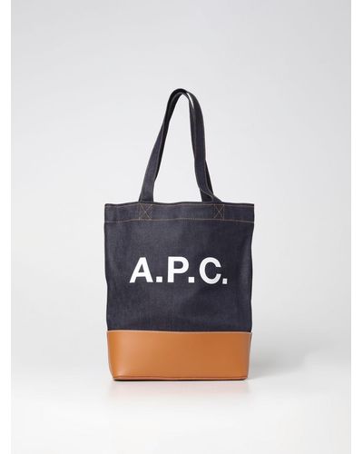 A.P.C. Borsa in denim e pelle - Blu