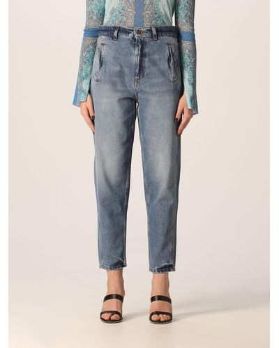 Twin Set Cropped Jeans In Washed Denim - Blue