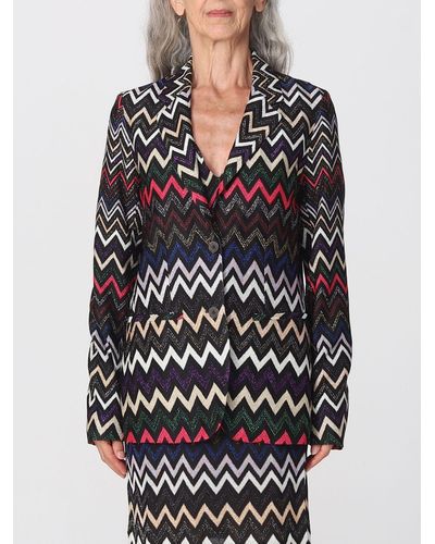 Missoni Knitted Blazer With Contrasting Pattern - Black