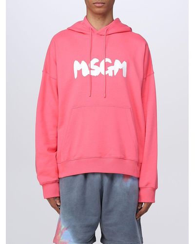 MSGM Sweatshirt In Cotton With Printed Logo - Pink