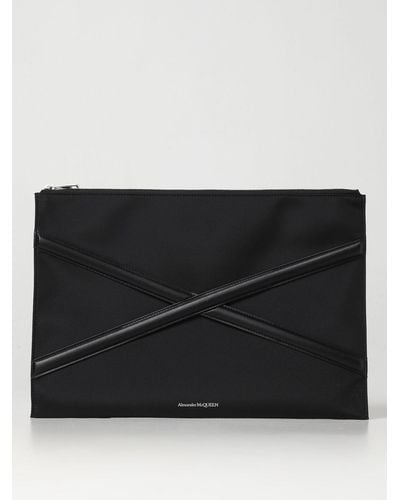 Alexander McQueen Document Holder Harness In Fabric And Leather - Black