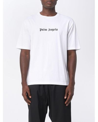 Palm Angels Weißes T -Shirt mit Logoschriften - Blanc