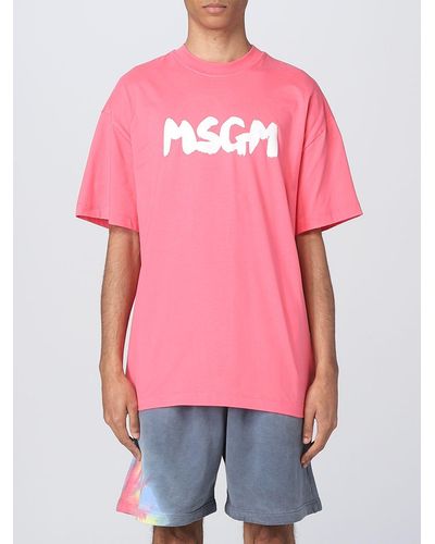 MSGM Oversized T-shirt With Logo Print - Pink
