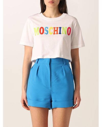 Moschino T-shirt cropped in cotone - Bianco