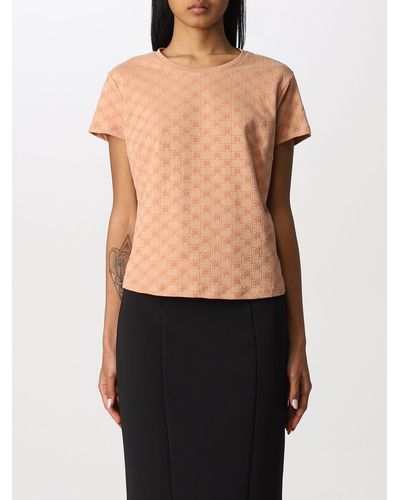 Elisabetta Franchi T-shirt With All-over Monogram Print - Pink