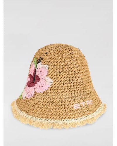 Etro Raffia Bucket Hat With Embroidery - Natural