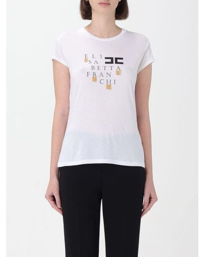 Elisabetta Franchi T-shirt in cotone con logo - Bianco