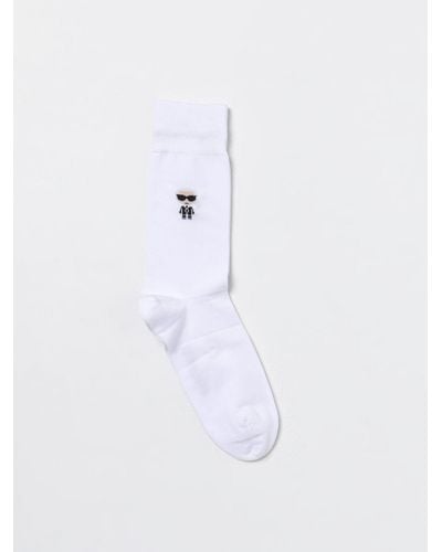 Karl Lagerfeld Calze in cotone stretch con logo jacquard - Bianco