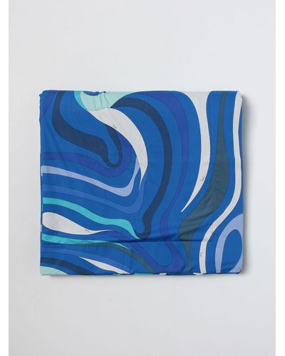 Emilio Pucci Bath Towel In Printed Cotton - Blue