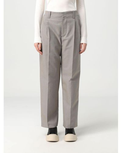 Marni Pants In Wool Blend With Houndstooth Pattern - Grey