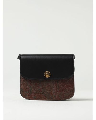 Etro Essential Bag In Fabric Coated With Paisley Jacquard - Black
